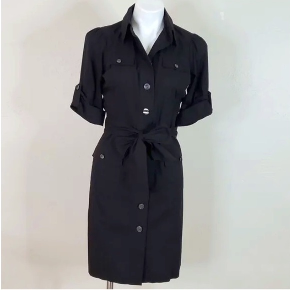 Diane Von Furstenberg Dresses & Skirts - Diane von Furstenberg Black Belted Shirt Dress Size 4